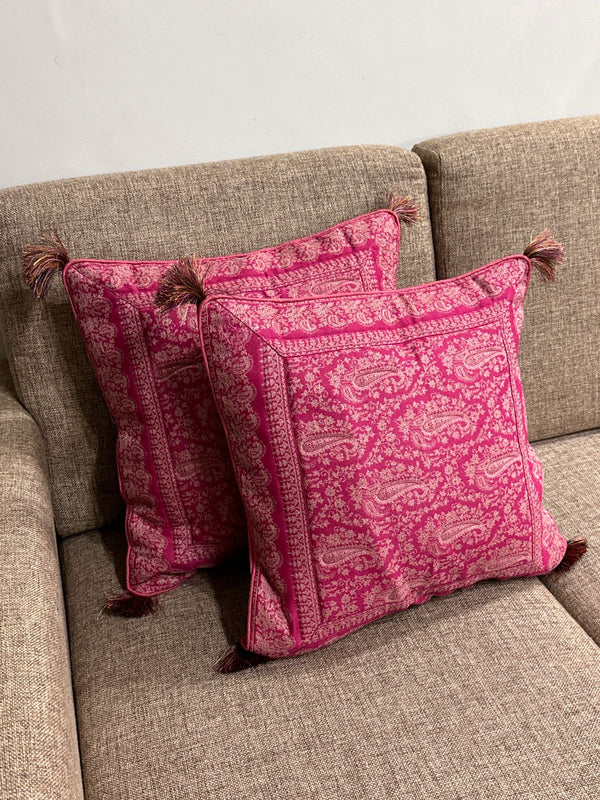 Paisley Border Cushion Cover Pink
