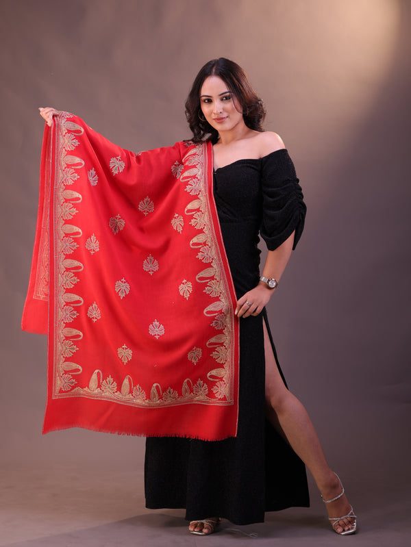 Paisley Border Silk Embroidery Stole