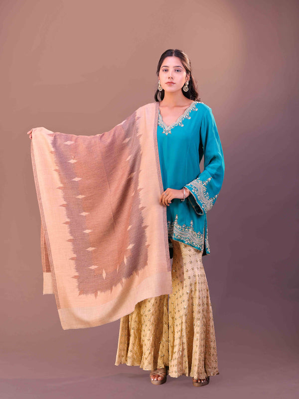 Fine Wool Ikat Border Stole