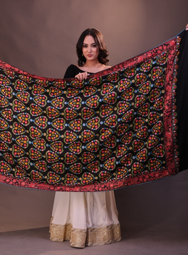 Spades Multicoloured Embroidered Shawl