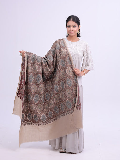 Diamond Embroidered Shawl Beige
