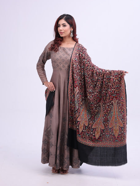 Fine Wool Palla Jaal Kashmiri Embroidery Shawl