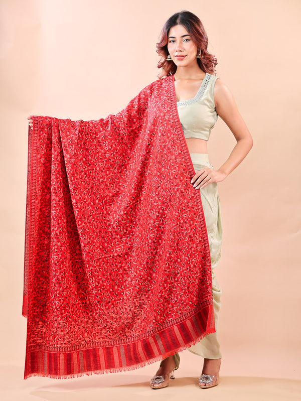Small Leaf Kani Shawl Red