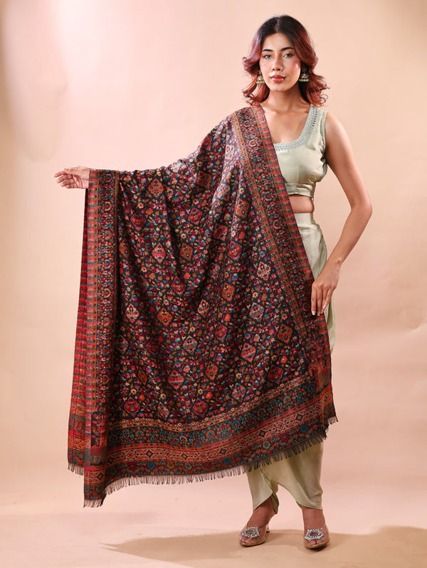 Angel Border Kani Shawl Black
