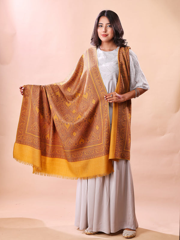 Heart Reversible Kani Shawl Mustard