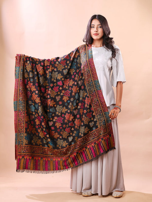 Chinar Zari Kani Shawl Black