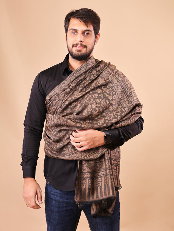 Chinar Self Shawl for Men Black
