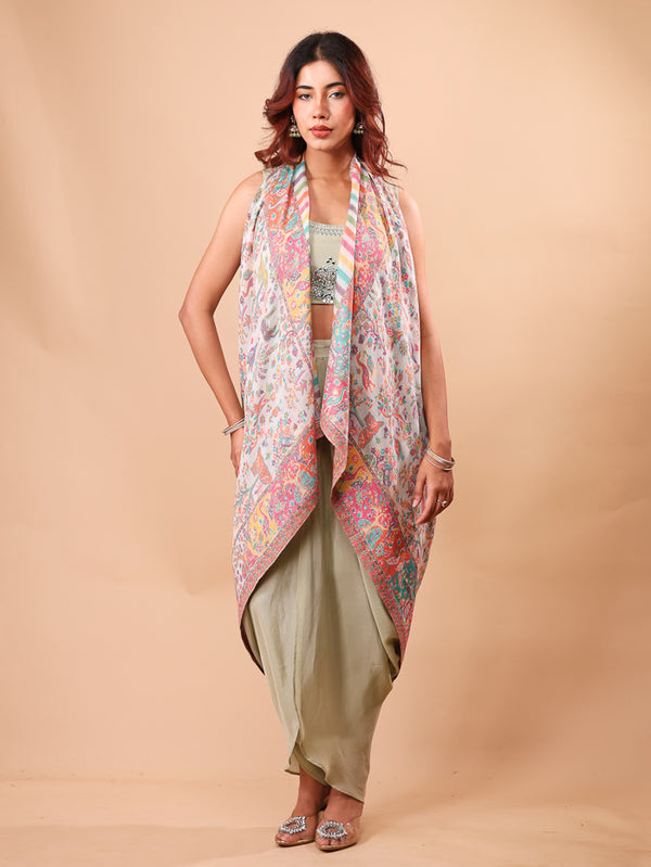Fine Wool Animal Kani Stole White