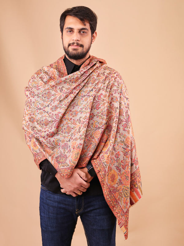 Fine Wool Flower Kani Stole for Men