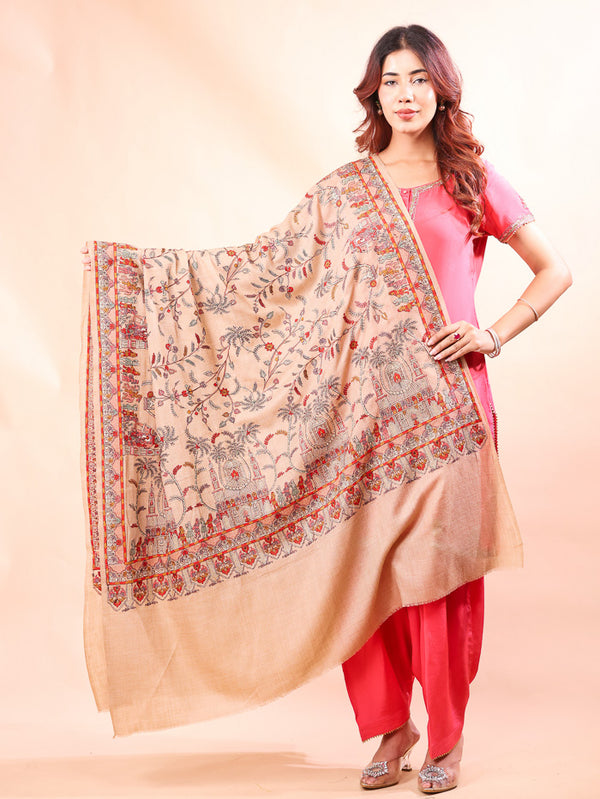 Darbar Embroidery Shawl Beige