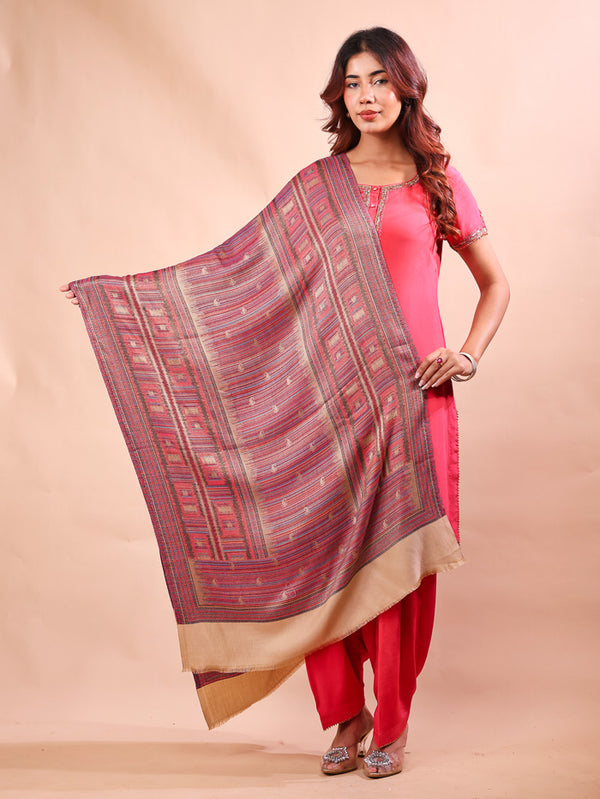 SD Stripe Kani Stole Beige