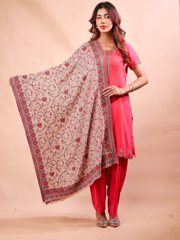 Fine Wool Border Jaal Stole