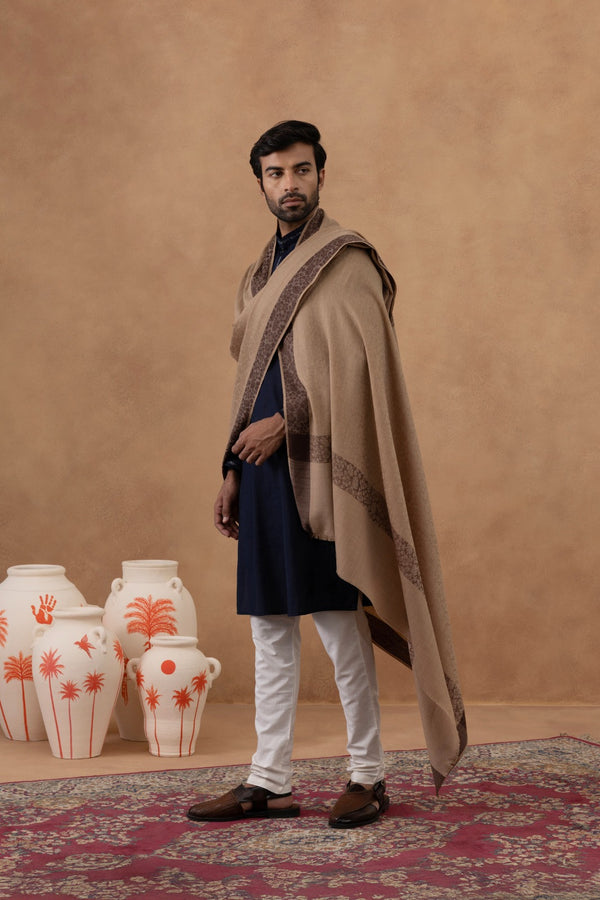 Self Border Shawl For Men