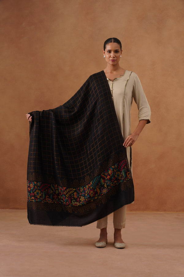 Kani Palla Zari Check Shawl