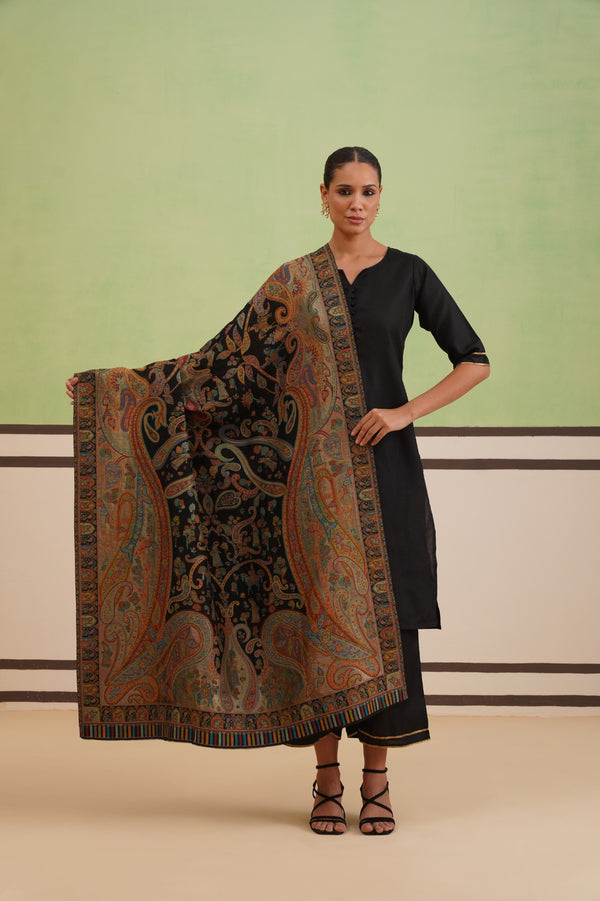 Big Paisley Zari Kani Shawl