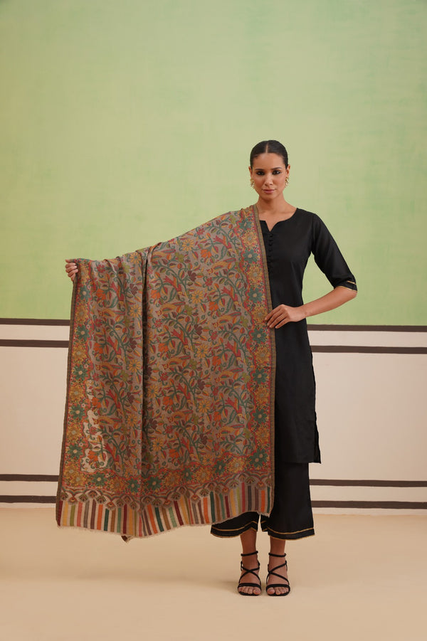 Leaf Flower Multi Kani Shawl