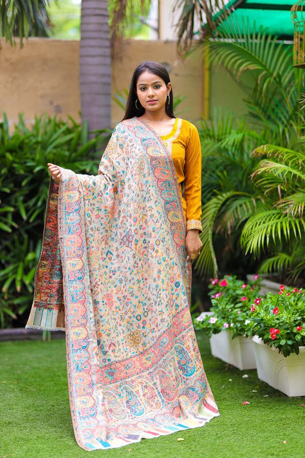 Fine Wool Paisely Palla Kani Cutting Shawl