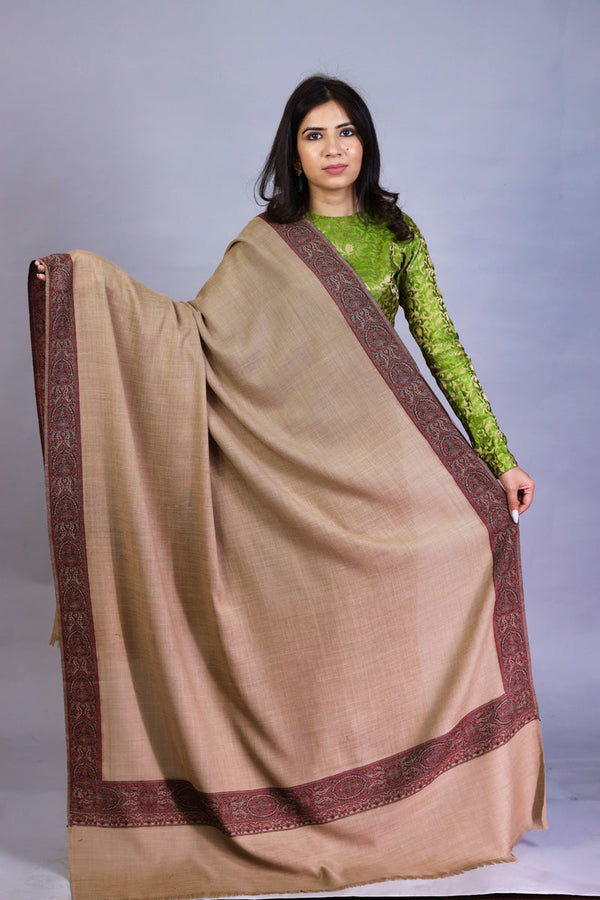 Border Kani Shawl Beige