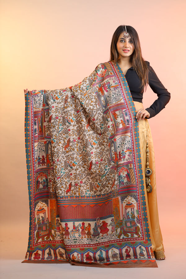 Baraat Kalamkari Embroidery Shawl