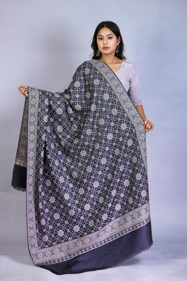 Block Border Embroidery Look Shawl