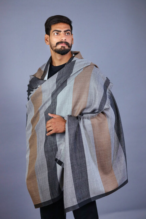 Stripe Border Shawl For Men