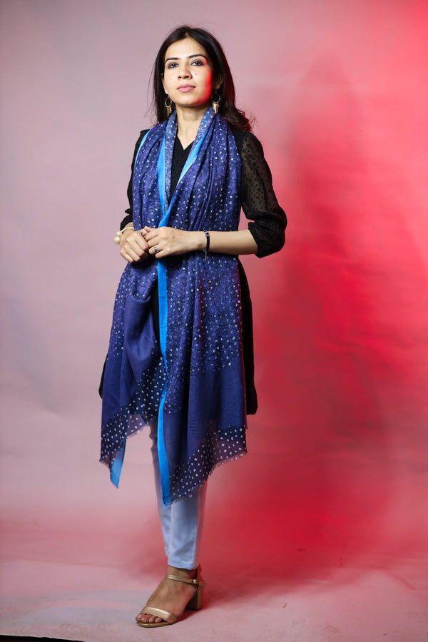 Blue Digitally Printed Stole