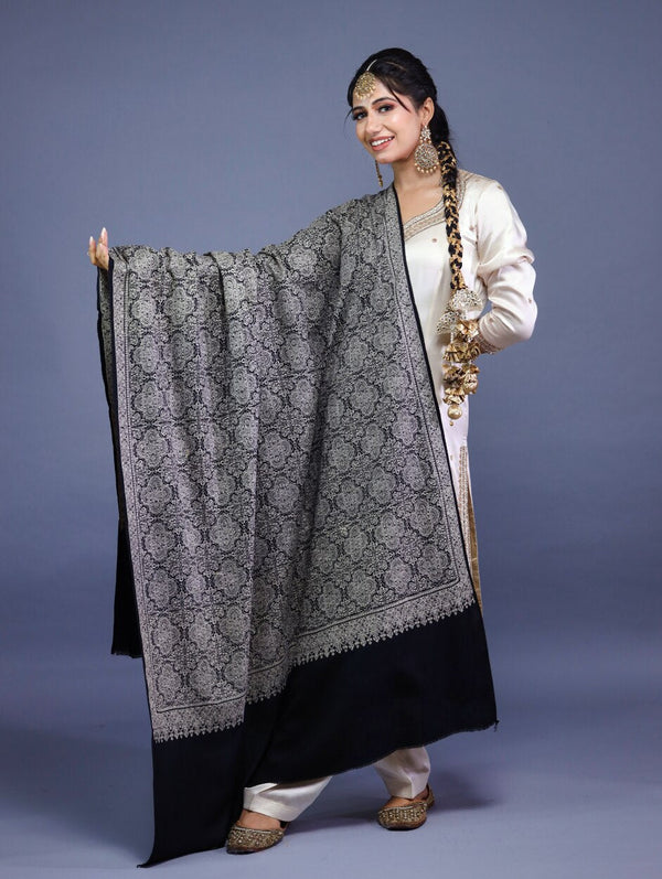 Black Kashmiri Embroidery Shawl