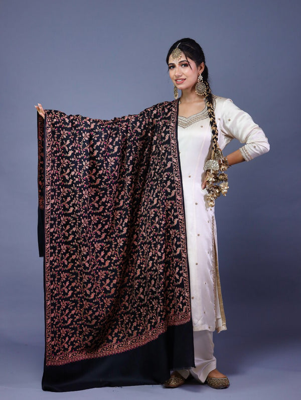 Multicoloured Embroidery Jaal Shawl