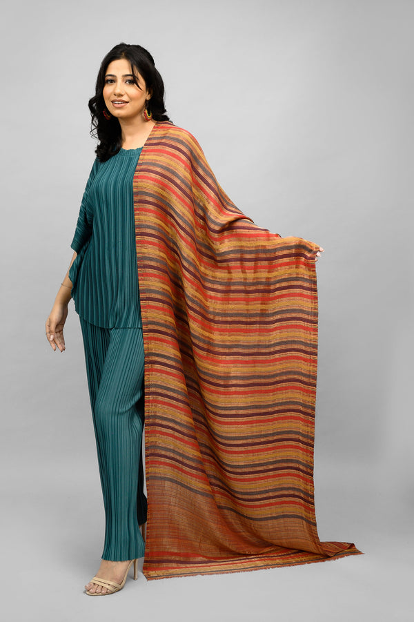 Zari Palla Stripe Reversible Stole