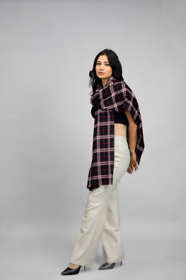 Reversible Check Stole Black