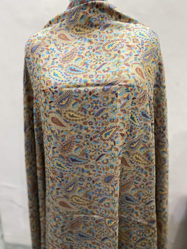 Paisley Jaal Kani Shawl Beige